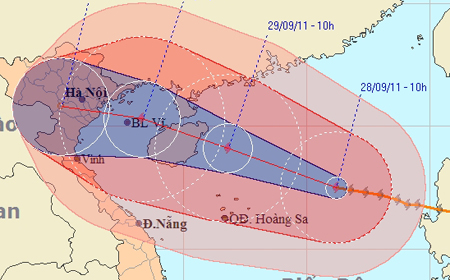 Đường đi của bão số 5.